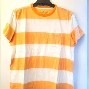 Men American Eagle Outfitters XL/TG/EXG Orange and White stripped short sleeve